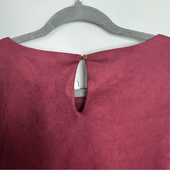 PECK & PECK | NEW! Burgundy Faux Suede Asymmetrical Tunic Top Women’s Size L - Picture 7 of 7
